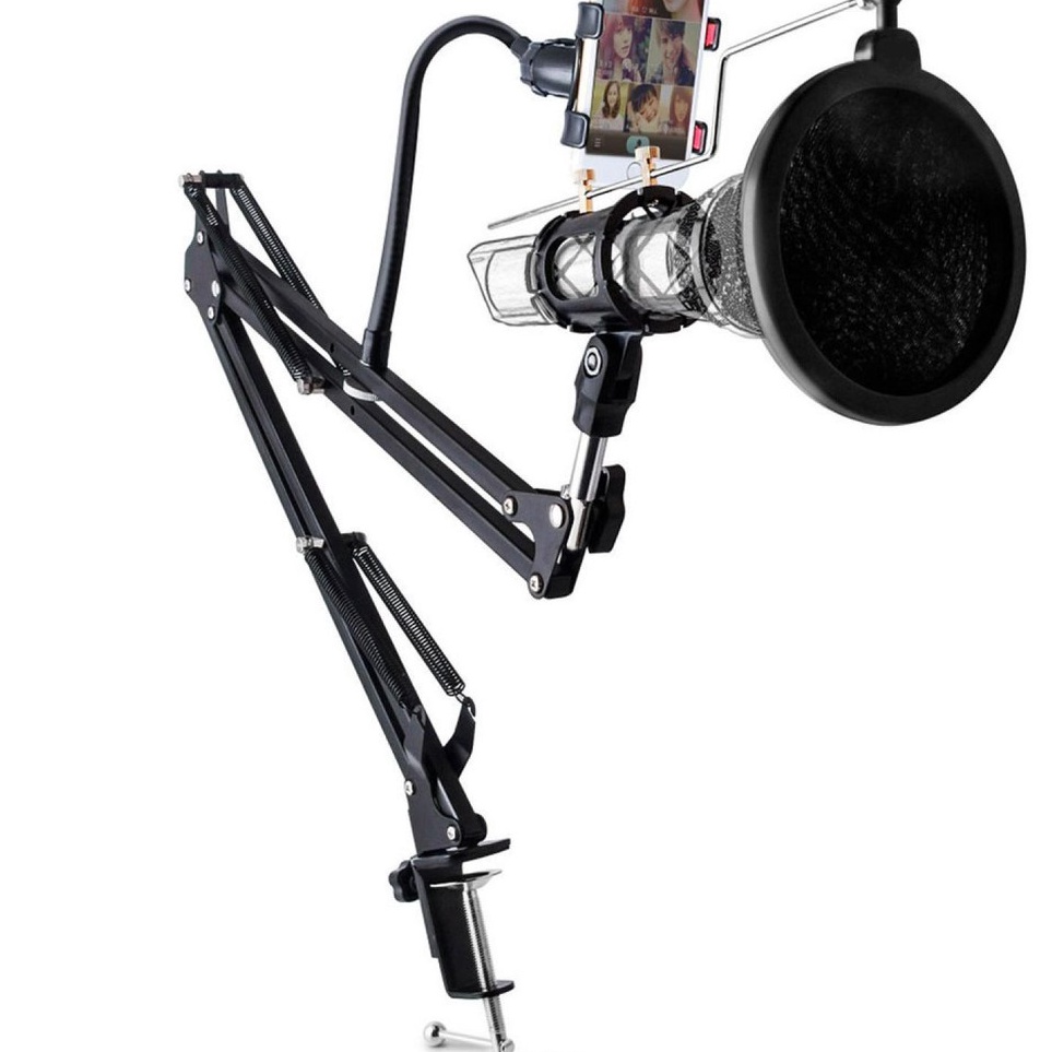 Czr SET HOLDER MICROPHONE CONDENSER MIC HOLDING REKAMAN MIK KARAOKE KAROKE PEGANGAN MEJA VLOG STAND 