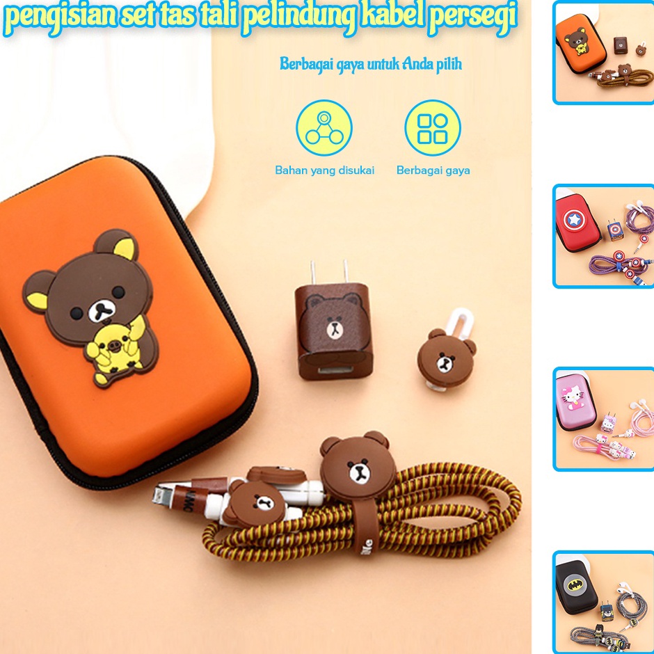 Terbatas Pelindung Kabel Charger Headset SET Paket Cable Protector Cartoon Karakter g Premium