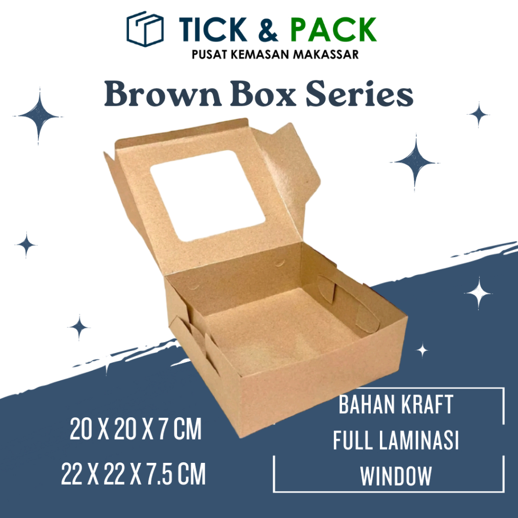 

[ Isi 10 ] Dus Kraft Box 22 x 22 x 7 Laminasi + Jendela Kemasan Kue Dus Kue Packaging Kardus