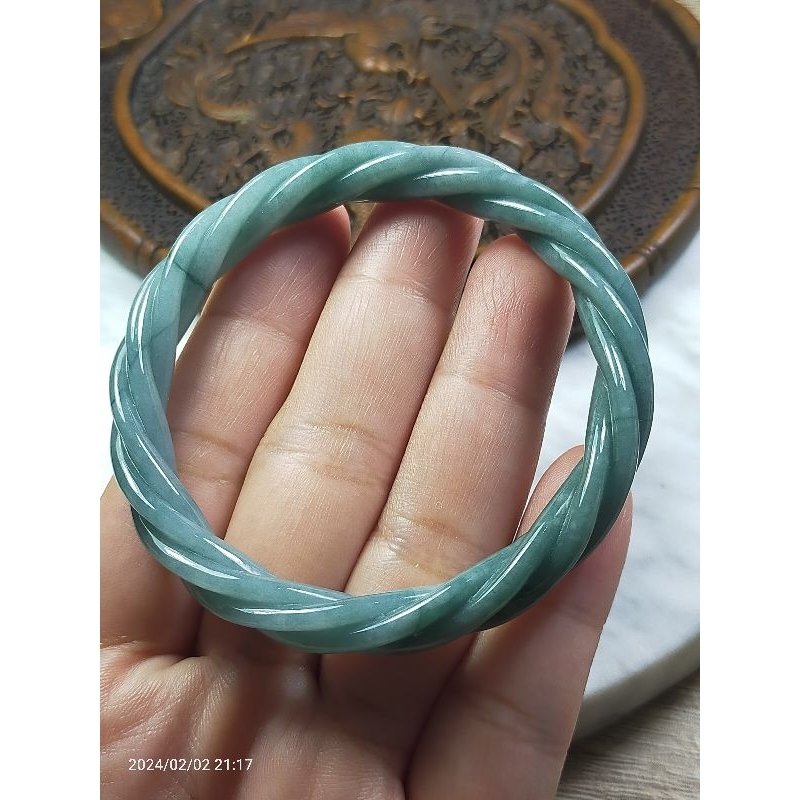Gelang Giok / Bangle Jadeite Ulir 55.5mm + sertifikat