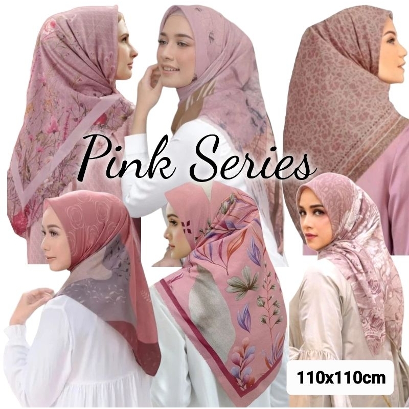 Hijab Segiempat Motif Warna Pink Dusty Salem PINK FANTA/Kerudung Merah Muda