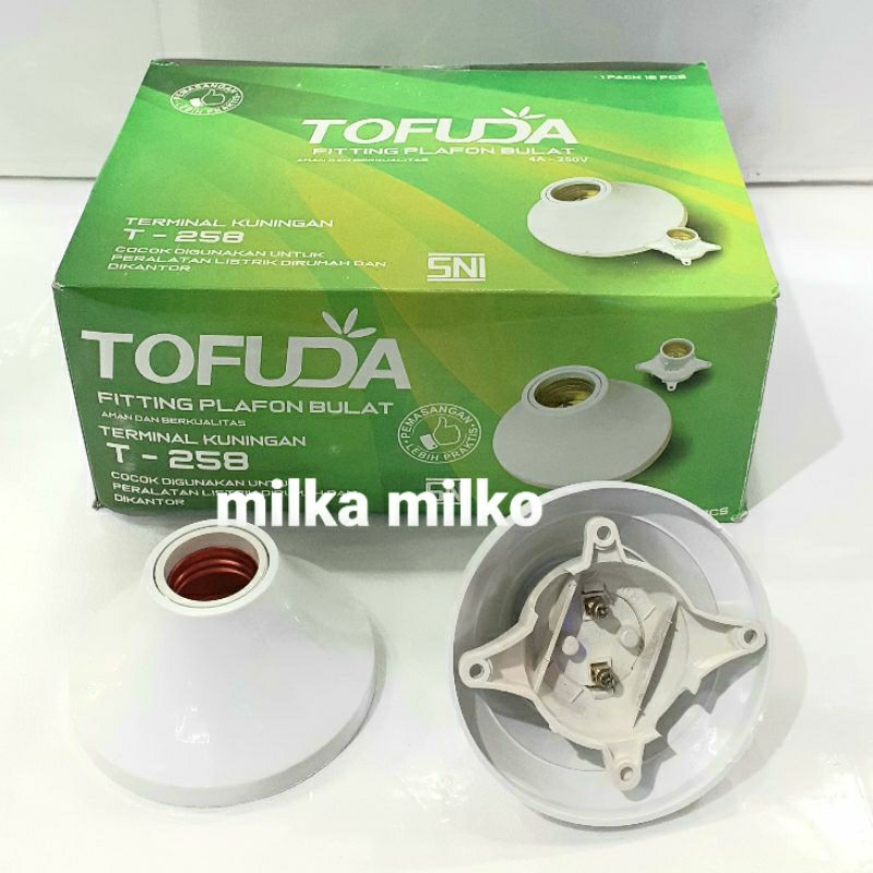FITTING LAMPU PLAFON BULAT TOFUDA T-258 SARANG LAMPU PLAFON BULAT TEMPAT LAMPU PLAFON BULAT