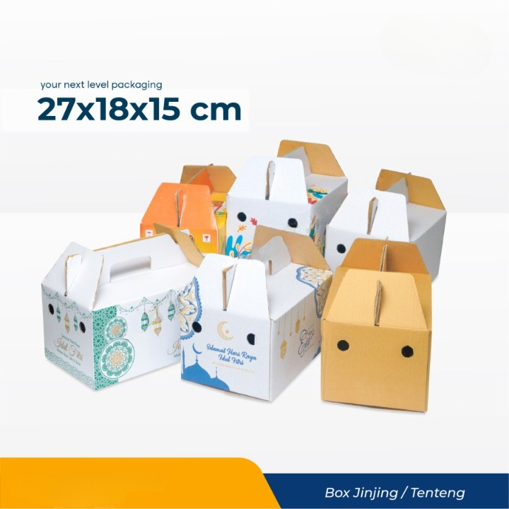 

( 10 Pcs ) Box Dus Parcel Lebaran Kardus Kemasan Bingkisan Sembako Kotak Hampers Idul Fitri Ukuran 27x18x15 cm Eid Mubarak
