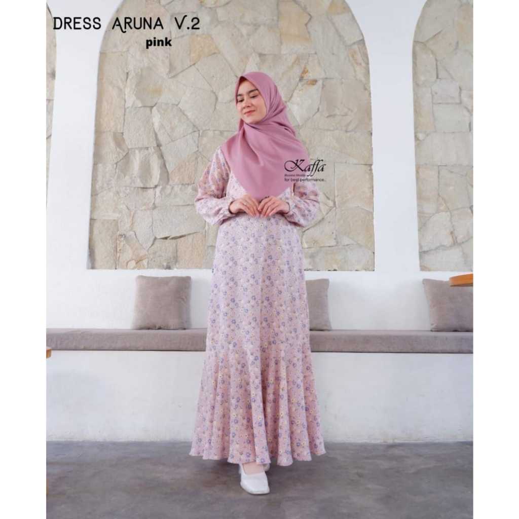 Dress Aruna V.2 by Kaffa Busana Muslim (Lilac, Pink, Blue, Green)