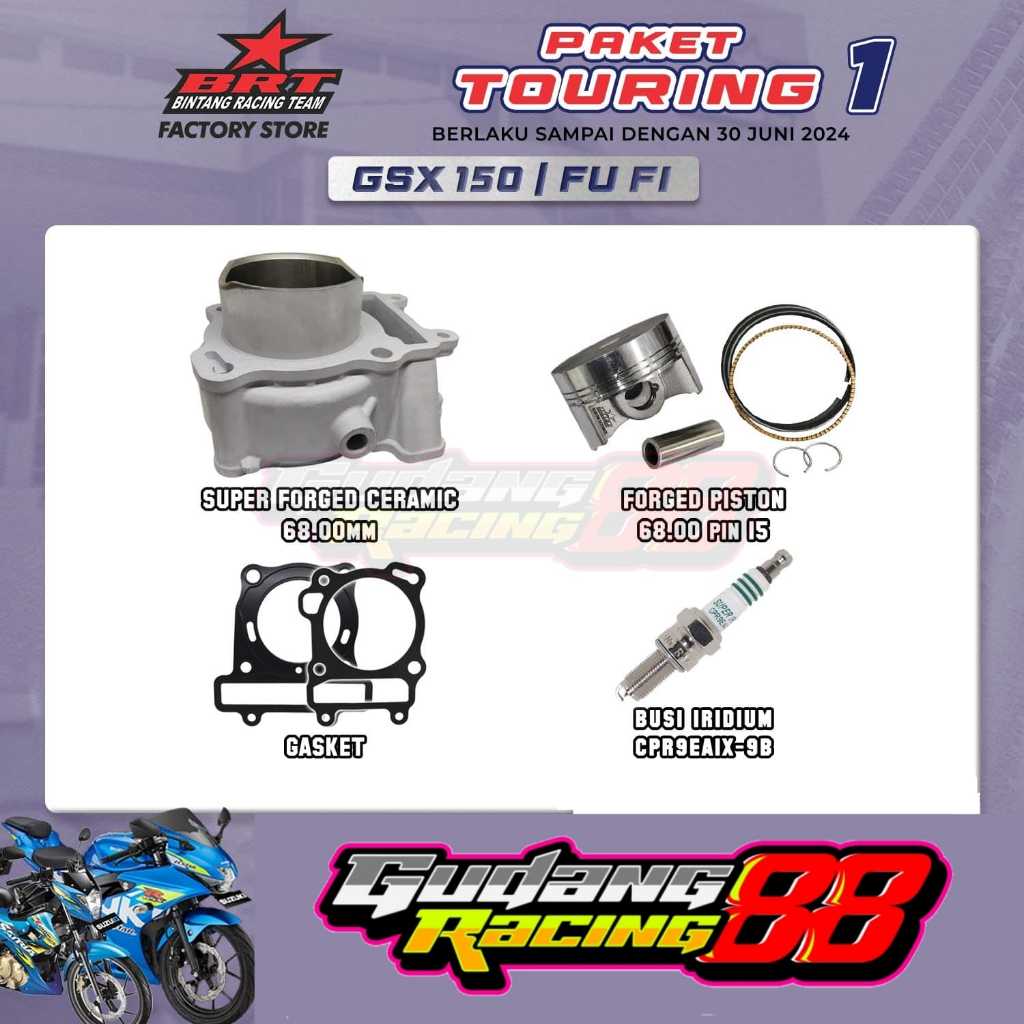 PAKET BORE UP CRF BLOK CERAMIC GSX 150 - SATRIA FU FI 68 MM 177 CC + PISTON FORGED ORIGINAL BRT