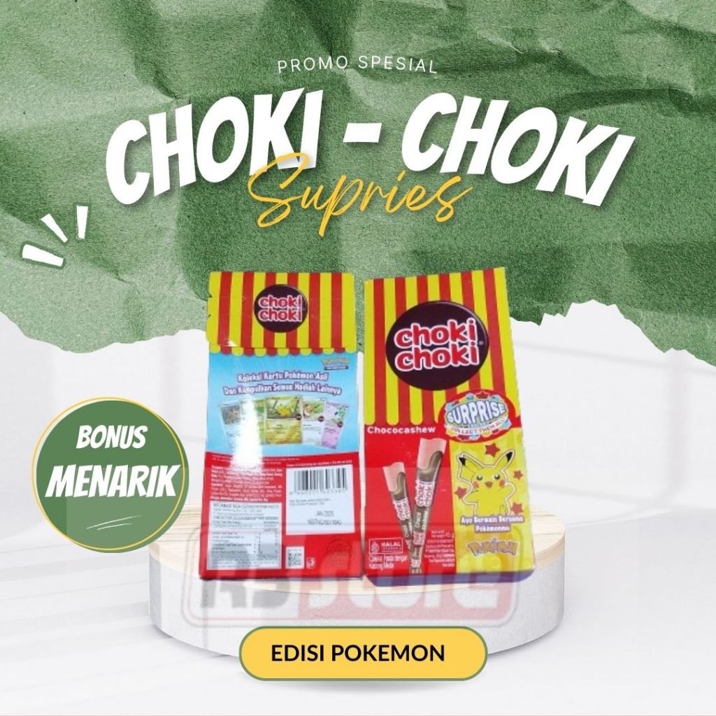 

CHOKI CHOKI SURPRISE CHOCO-CASHEW 5 PCS X 10 GR - COKLAT Edisi Pokemon