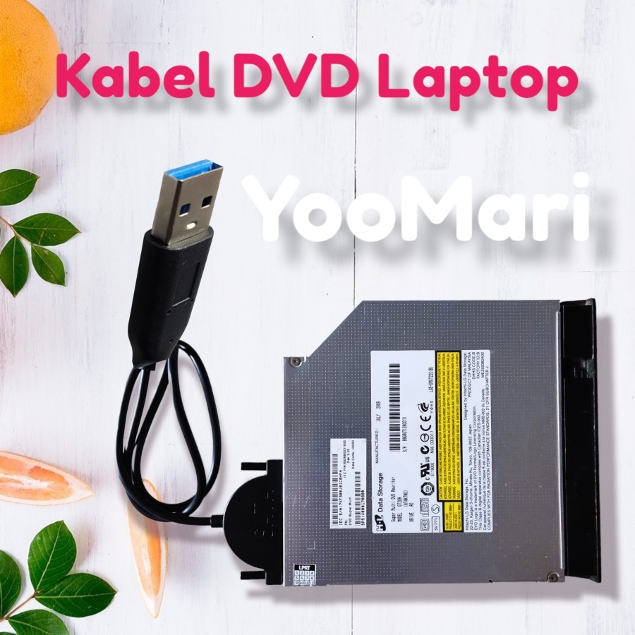 Kabel Eksternal USB To SATA 13Pin(7+6) Laptop DVD CD ROM Adapter