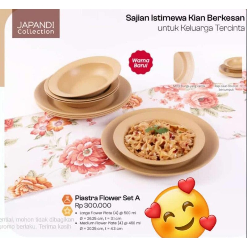 piastra flower set moorlife (piring 4, bowl 4)