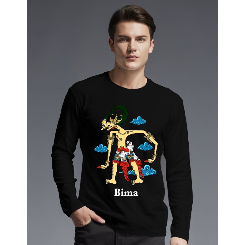 KAOS DISTRO KAOS ATASAN T-SHIRT COWOK LENGAN PANJANG JUMBO GAMBAR WAYANG 4 WARNA