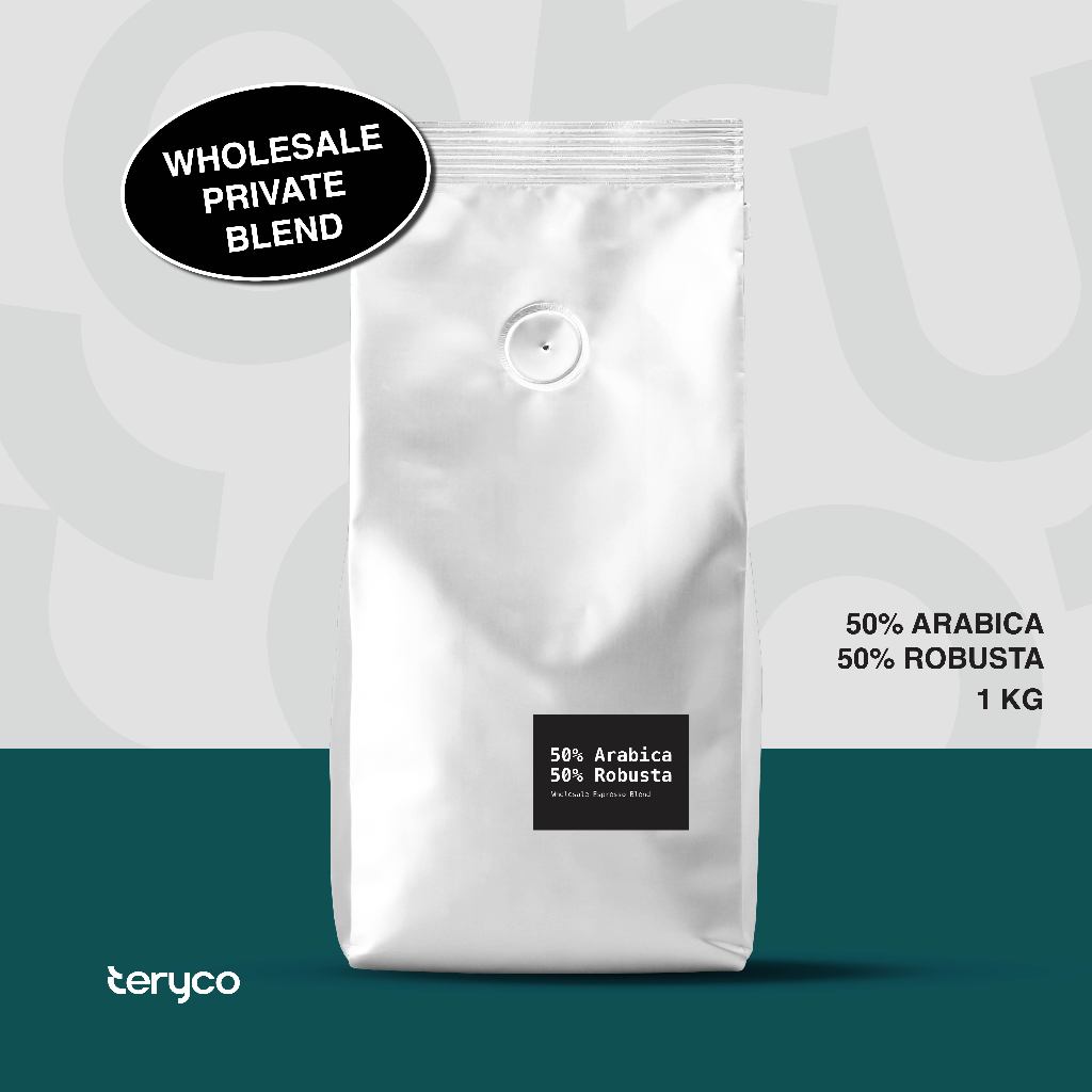 

Teryco Roasters - 1KG 50 Arabica 50 Robusta / Wholesale Private Blend / Kopi Blend Arabika Robusta / Kopi Arabica Premium / Biji Kopi Robusta / Coffee Beans Arabica / Kopi Arabica Premium