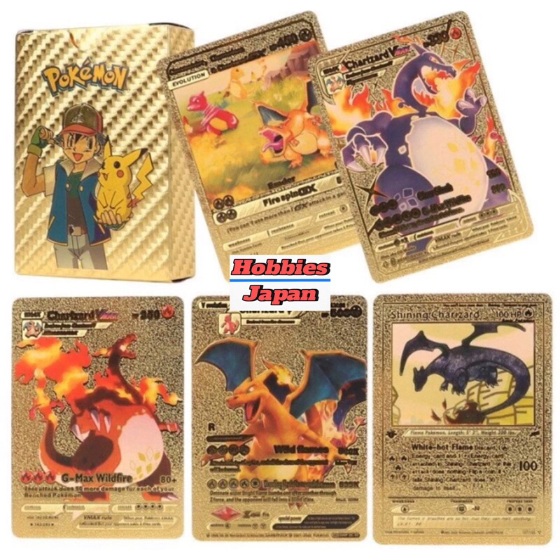 Kartu Pokemon Gold Isi 55 Koleksi Cards Pikachu Charizard Mainan Anak