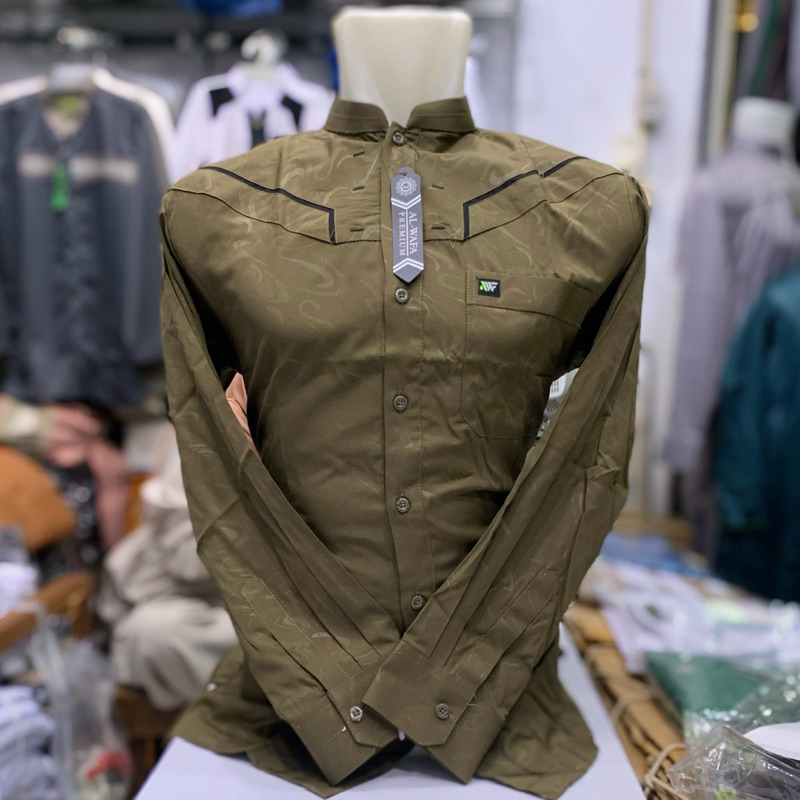 Koko Al Wafa Lengan Panjang Mst &amp; Cuff Embos | Baju Muslim Lengan Panjang Al Wafa Premium