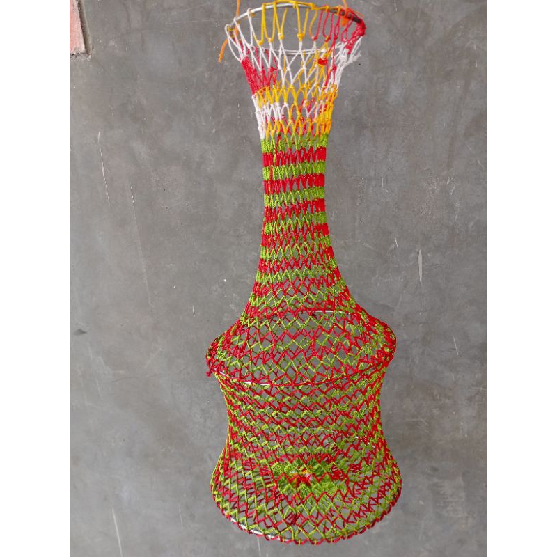 KERAMBA IKAN RAJUTAN / Kepis Wadah Ikan / Korang Mancing Bahan Nilon / Ring Bawah 22 Panjang 50