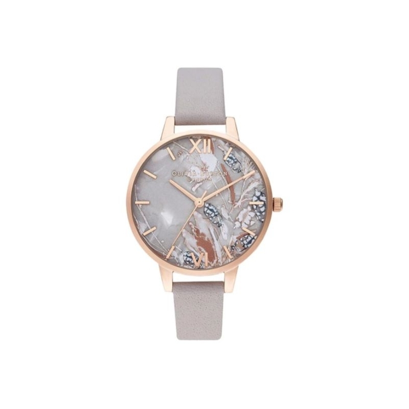 Preloved Jam Tangan Olivia Burton - Abstract Florals Demi Dial Grey Lilac & Pale Rose Gold - OB16VM3