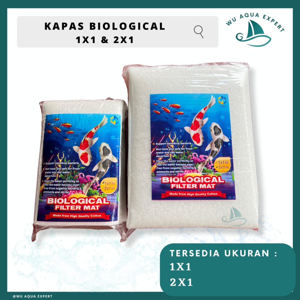 KAPAS BIOLOGICAL 100x100 1x1m MEDIA FILTER JUMBO BESAR Kapas Putih Busa Filter Kapas Dakron Tebal Me