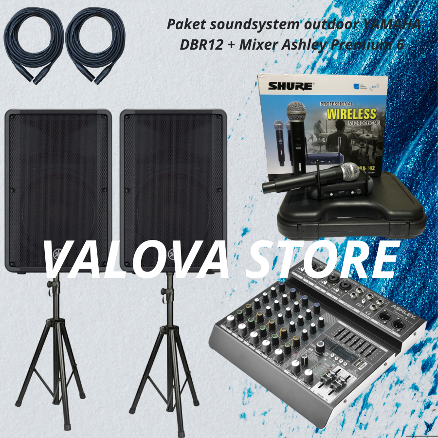 Paket 3 soundsystem outdoor YAMAHA DBR12 + Mixer Ashley Premium 6