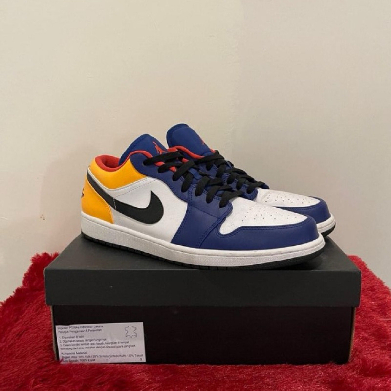 Authentic Nike Air Jordan 1 Low Blue Royal Yellow Original Second Size 47 ( 31cm)