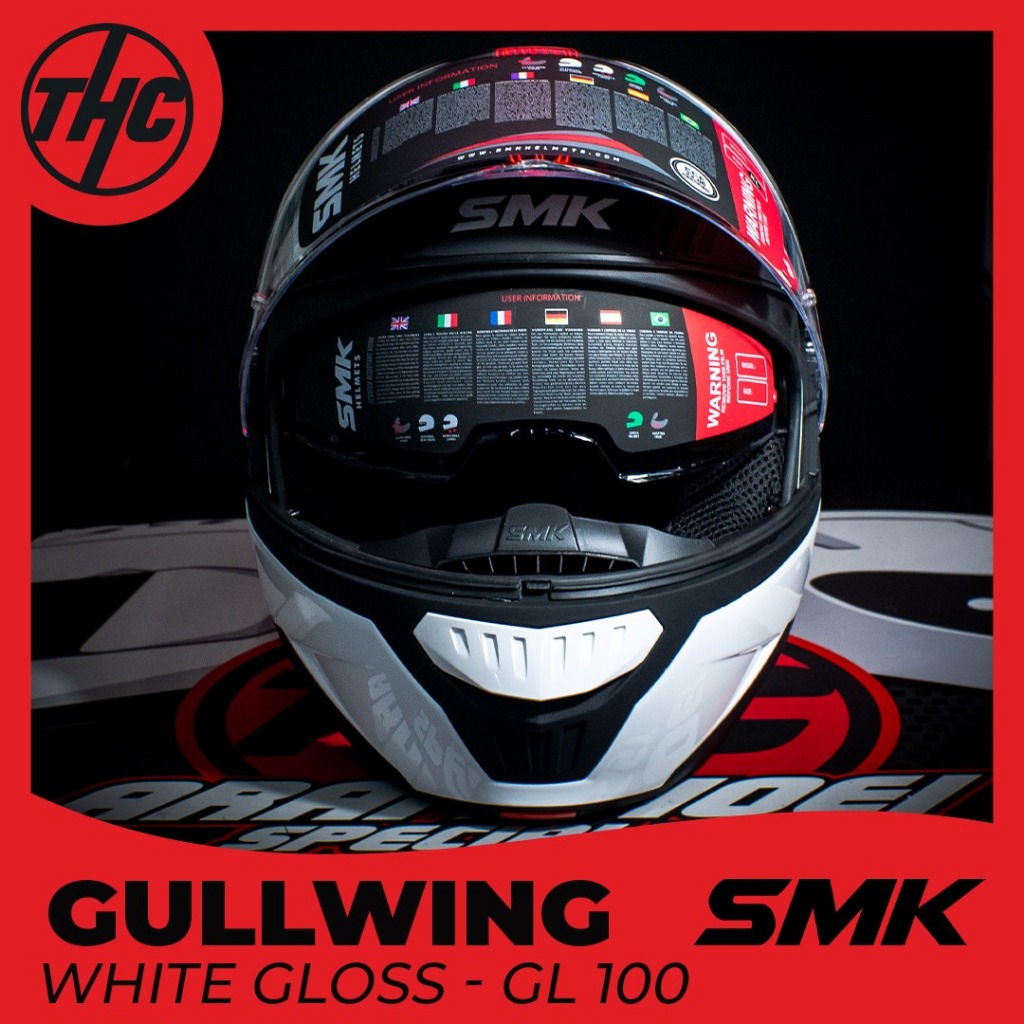 HELM SMK GULLWING WHITE GLOSSY FLIP UP HELMET SMK