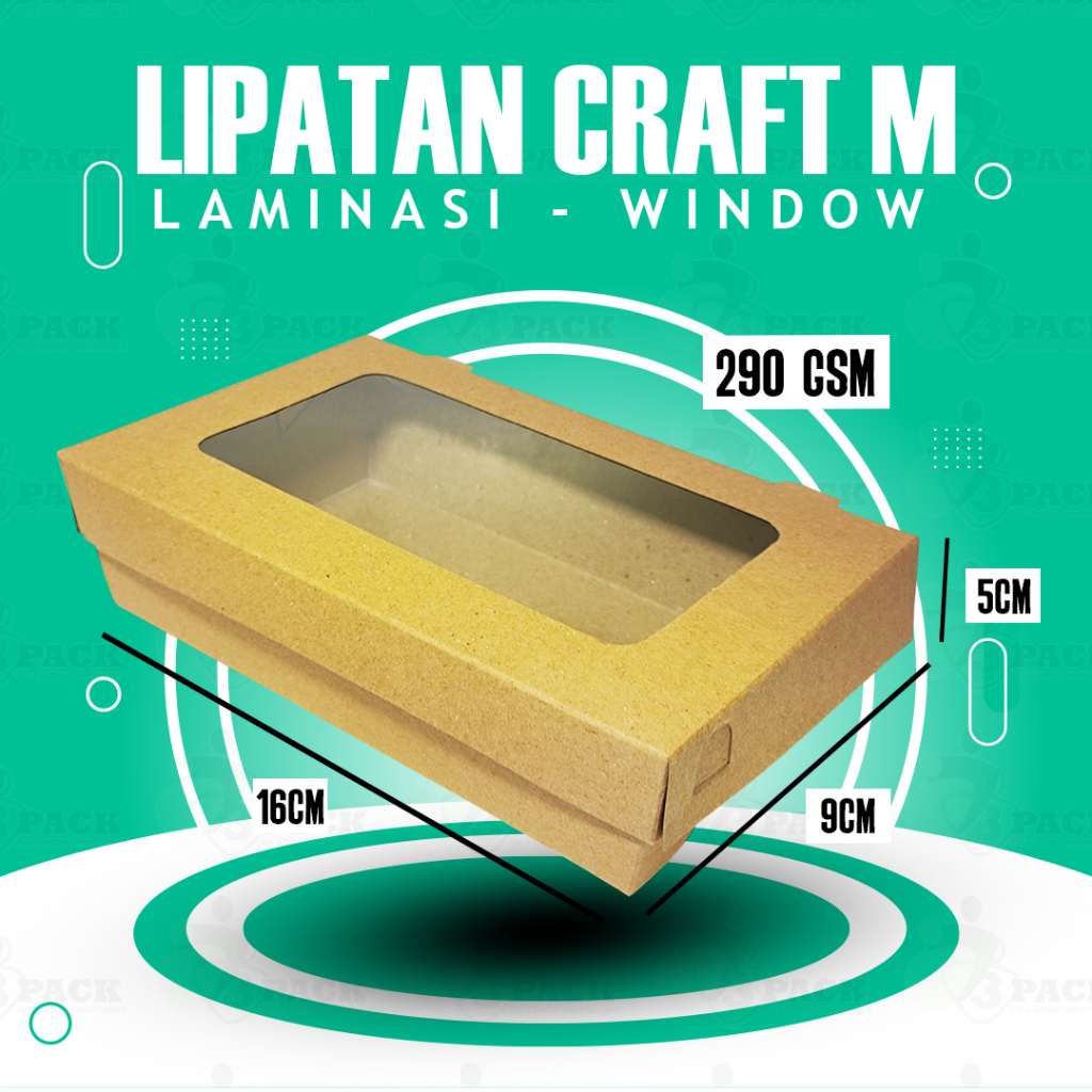 paper lunch box craft lubang window laminasi food grade anti minyak size M  /ukuran M