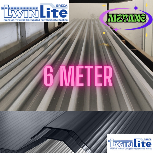ATAP KANOPI GENTENG TWINLITE GRECA ORI 6 METER POLTCARBONATE PVC 6mm