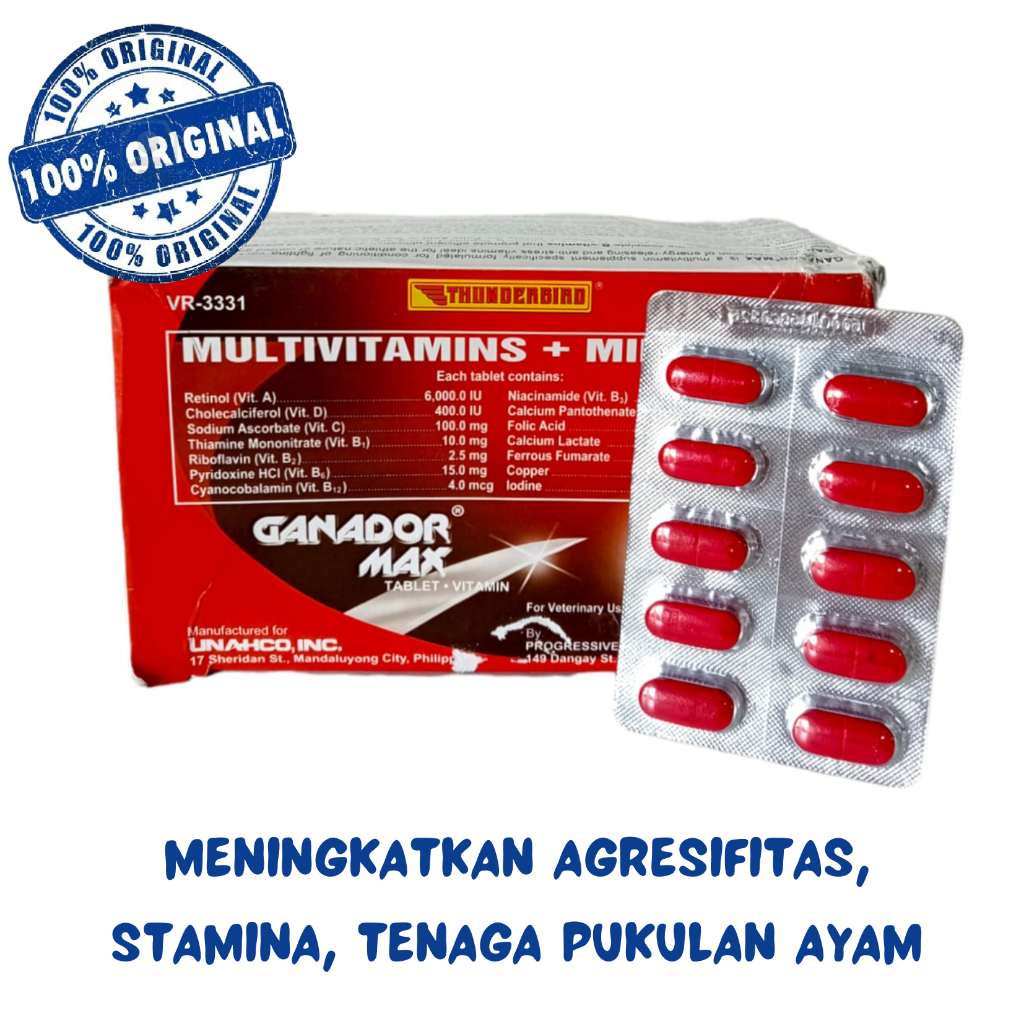 GANADOR MAX MERAH (1 STRIP) - Doping vitamin ayam multivitamins + minerals