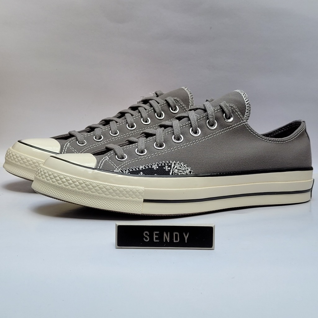 Converse Mens Chuck 70 OX 70's Seventies A04501C Crafted Ollie Patch Origin Story Grey Warna Abu-abu