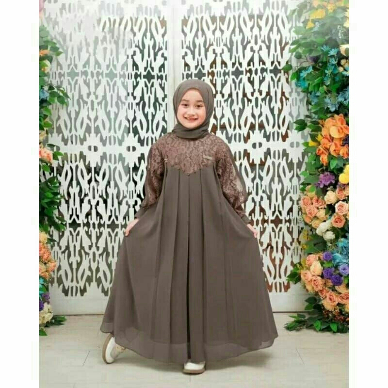 GAMIS ANAK FREE HIJAB INARA KIDS/baju anak kekinian/baju lebaran anak tanggung/baju kondangan anak/b
