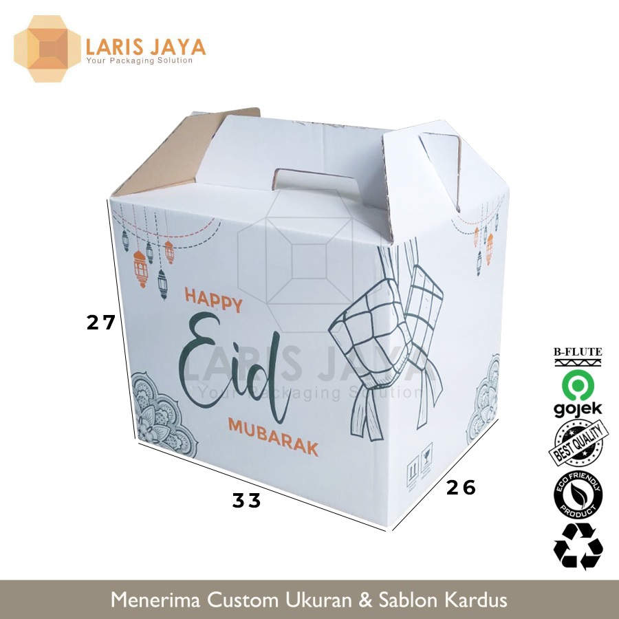 

Box Parcel 33x26x27 (standar) Kardus/Box/Lebaran/Idul Fitri/Sembako - Hijau Gold