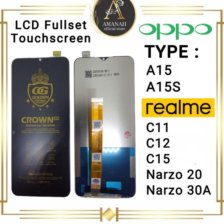 KODE N65K LCD TOUCHSCREEN OPPO A15  A15S  REALME C11 22  C12  C15  NARZO 2  3A Fullset Crown 3 Origi