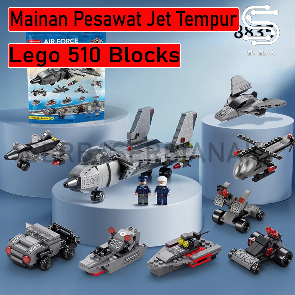 LELE BROTHER Mainan Pesawat Jet Tempur Lego 510 Blocks - 8835 Serbaserbianak