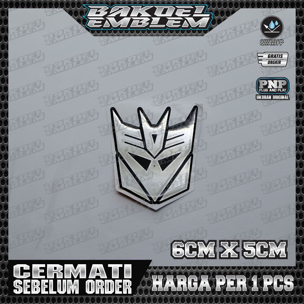 EMBLEM TIMBUL MEGATRON, EMBLEM MEGATRON 3D,