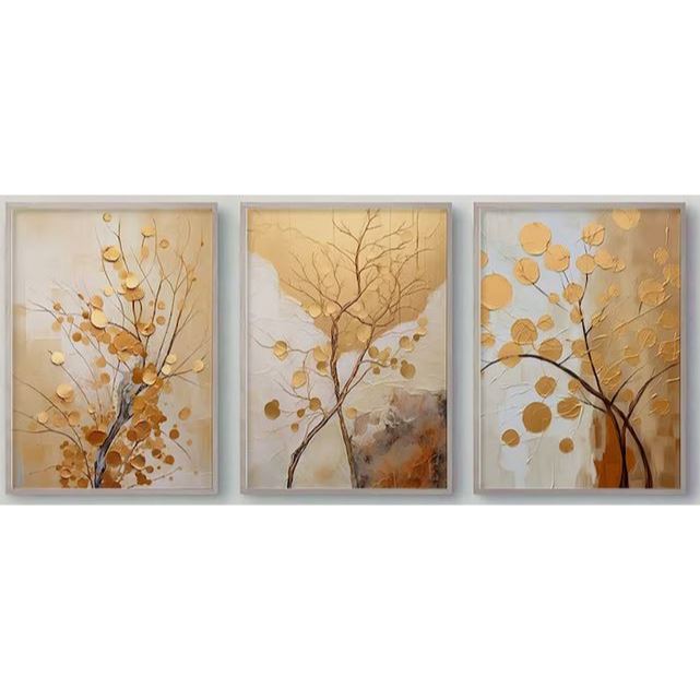 PROMO BULAN RAMADHAN  lukisan abstrak Gold & Beige Tree Branch Wall Printable texture