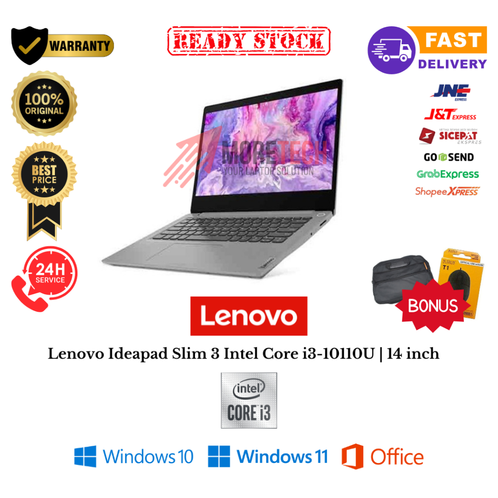 Laptop Lenovo Ideapad Slim 3 Intel Core i3-10110U | RAM 4GB SSD 512GB | 14 inch