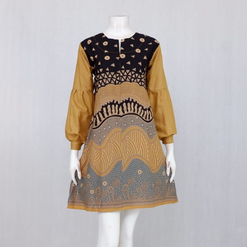 Tunik Batik Wanita Kerja Modern Tunik Terbaru Dress Tunik Cempaka Batik Kerja Kantoran Batik Modern 