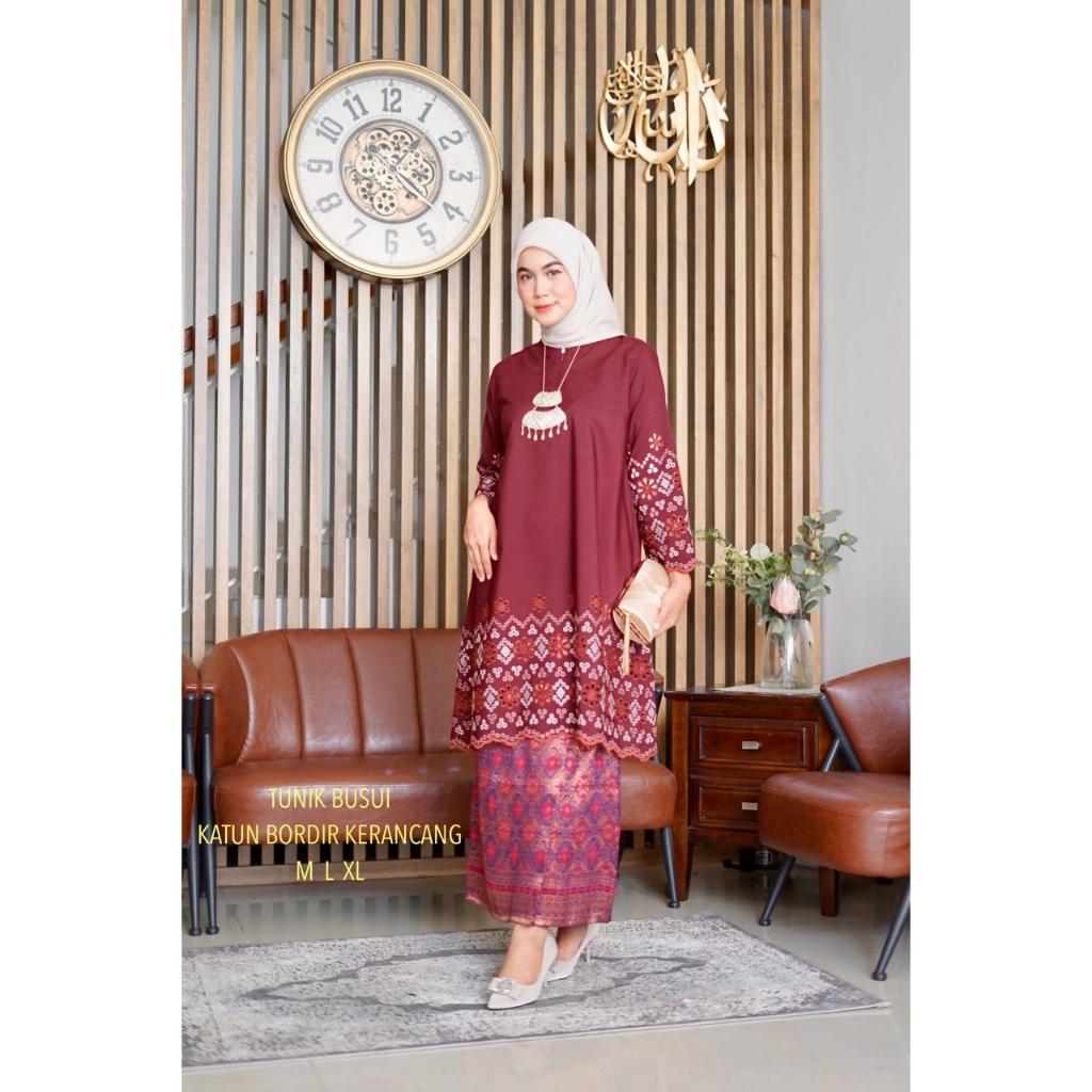 Tunik wanita terbaru kekinian brand kamari katun bordir kerancang elegan mewah