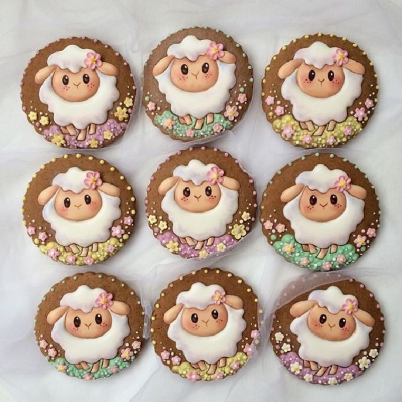 

IHANALICIOUS Butter Cookies Tema Shaun The Sheep 1 Kambing (kukis hias karakter) kue kering icing royal