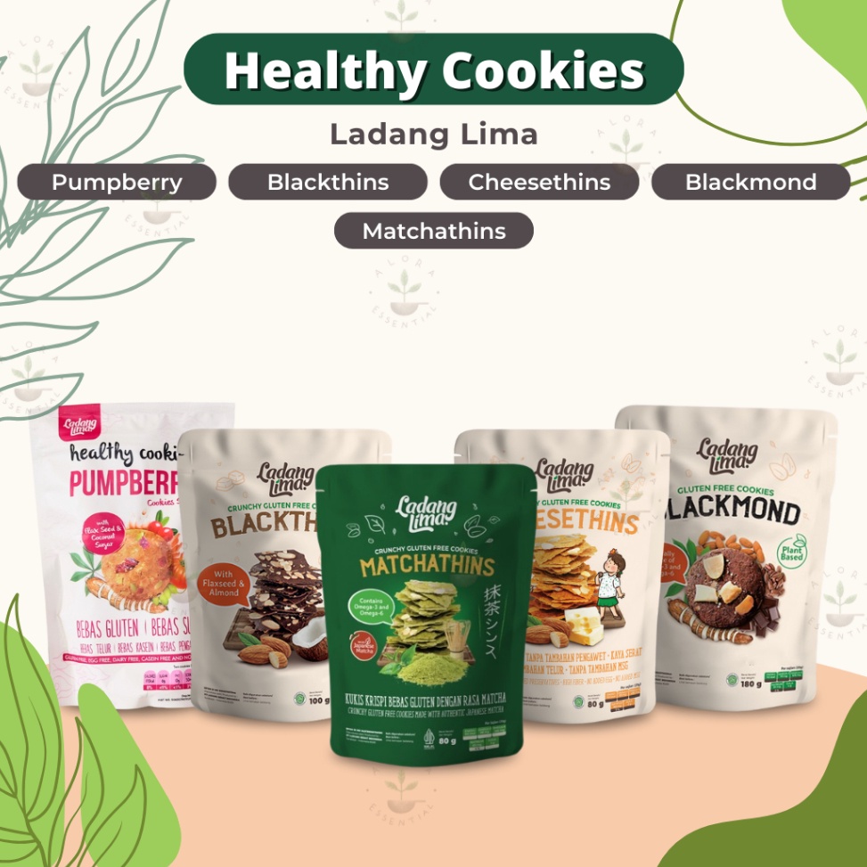 

Ladang Lima Healthy Cookies Blackmond Blackthins Pumpberry Cheesethins Gluten Free Snack Cemilan Diet Sehat
