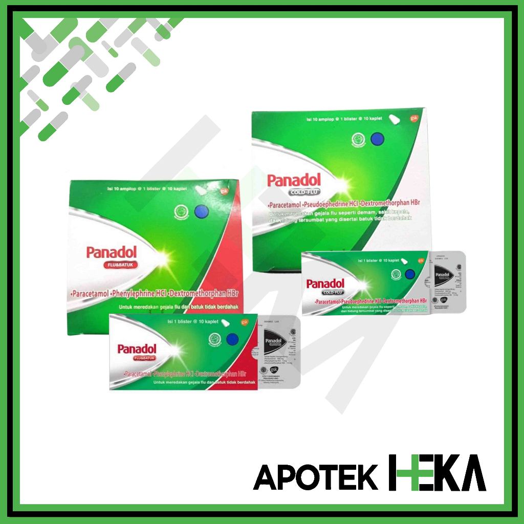 Panadol Cold & Flu Hijau Box isi 10x10 Tablet - Flu dan Batuk [BOGOR]