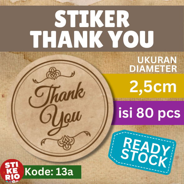 

Stiker Thank You | Stiker Label Terima Kasih | ukuran 2,5cm | 80 pcs | 13a | Murah