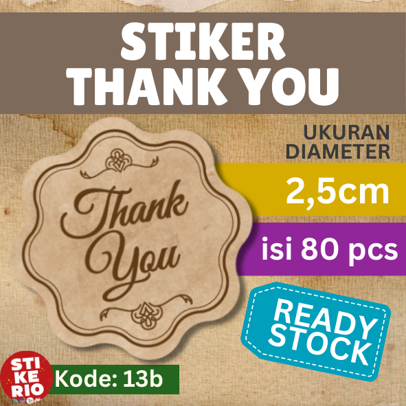 

Stiker Thank You | Stiker Label Terima Kasih | ukuran 2,5cm | 80 pcs | 13b | Murah