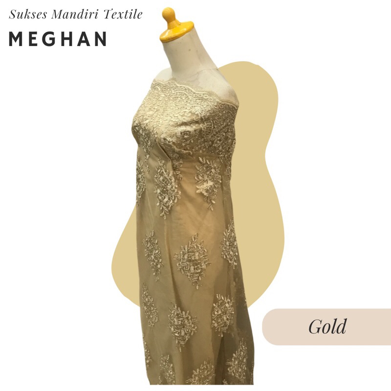 [MEGHAN] Kain Tulle Tile Brokat Mewah Warna Gold| Harga ½ meter = 50 cm (Bahan Dress Bridesmaid, Kon