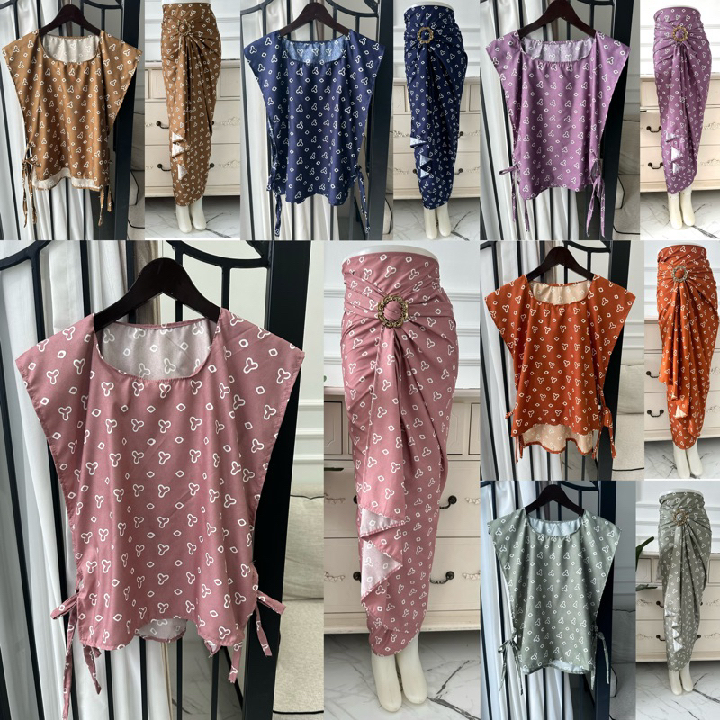 SET BATIK WANITA VEST JUMPUTAN ROK LILIT