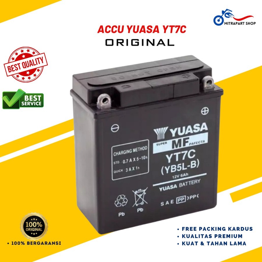 Aki Motor Yuasa YT7C Aki Kering Aki Motor Mio Sporty, Crypton, Kaze, Supra, Shogun, Jupiter