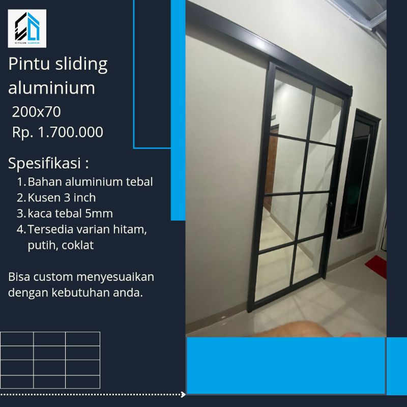 pintu geser aluminium komplit tinggal pasang pintu sliding aluminium