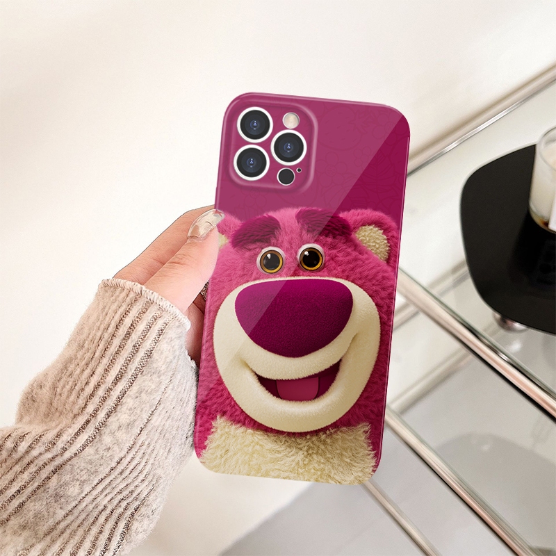 Casing iPhone Beruang Stroberi Mewah Casing Keras Kartun Cocok untuk iPhone 13 11 XR 7PLUS 8PLUS-FE