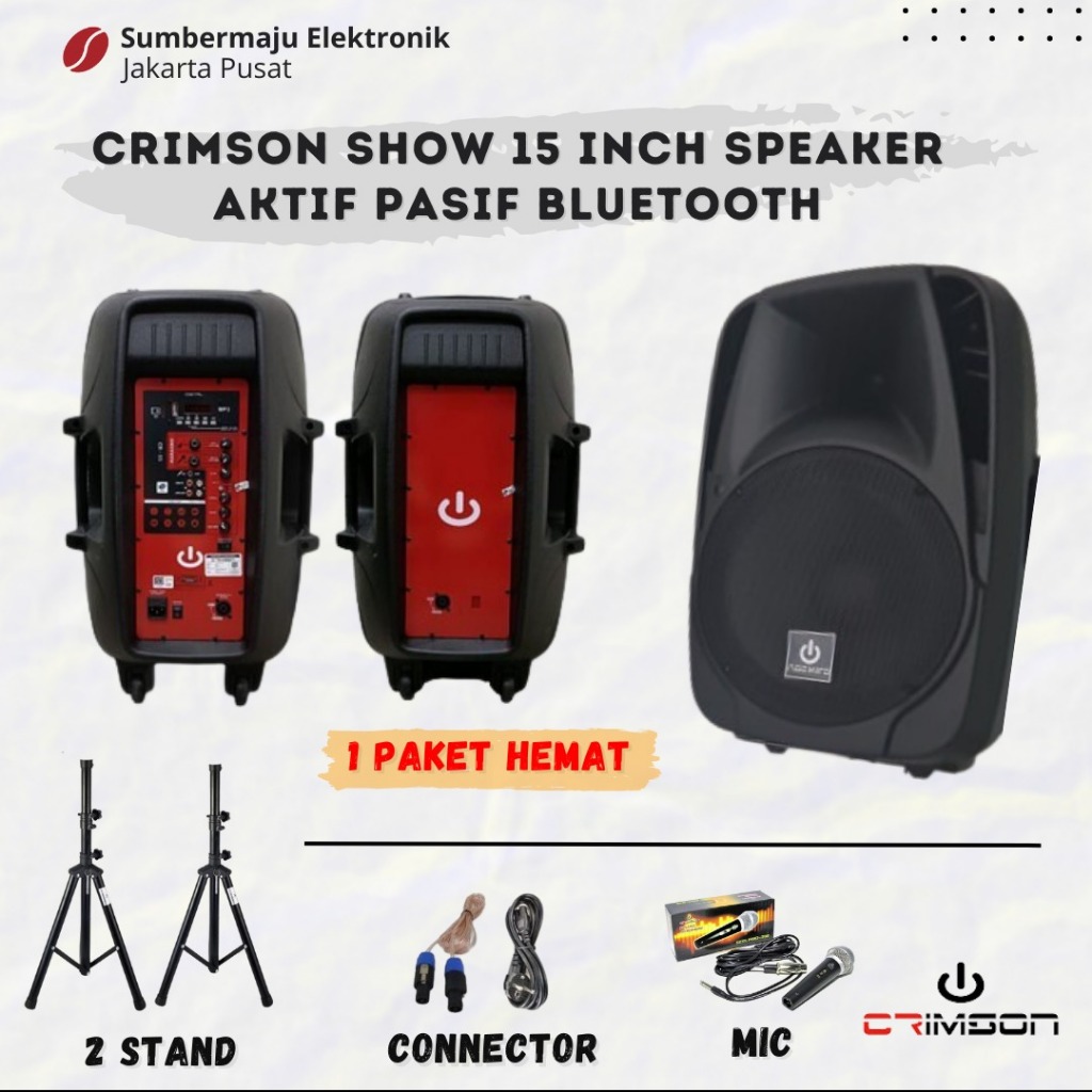 PAKET LENGKAP SPEAKER AKTIF CRIMSON 15 BLUETOOTH TYPE SHOW