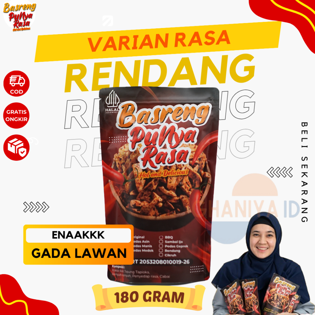 

Basreng Kering Rendang Basreng Punya Rasa Rendang Original Daun Jeruk Isi 180gr