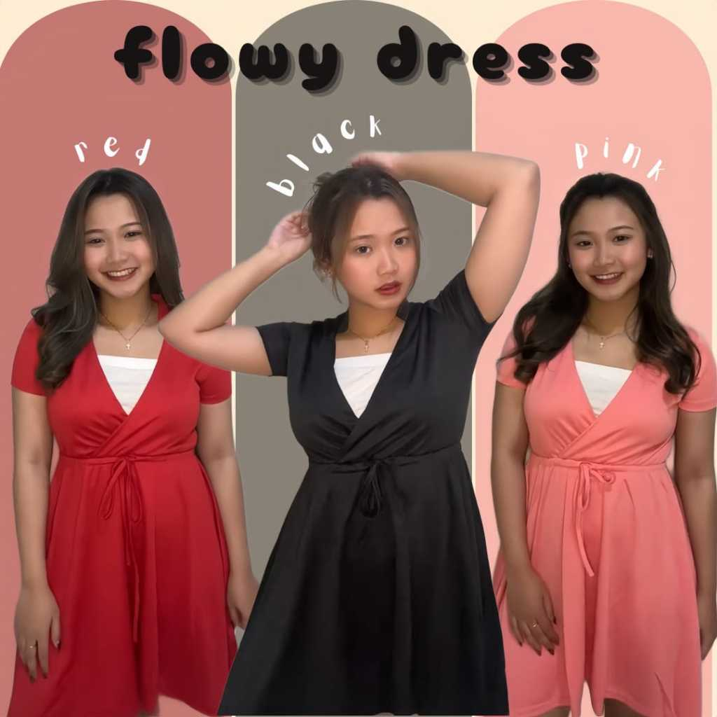 9094 LE FLEUR MIDI DRESS WANITA PAKAIAN CEWEK FLOWY DRES OVERSIZE BAJU TIDUR PEREMPUAN KARAKTER POLO