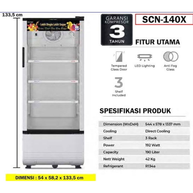showcase fastcool 140 liter POLYTRON SCN-140X