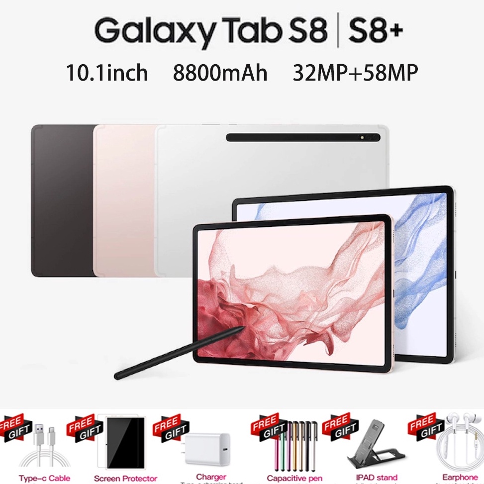 Asli Tablet PC Baru Galaxy S8 12GB512GB 11inch Android Layar Full Screen Layar Besar Wifi 3G4G5G Dual SIM Tablet Untuk Anak Belajar TAB Gaming ART F5Z6